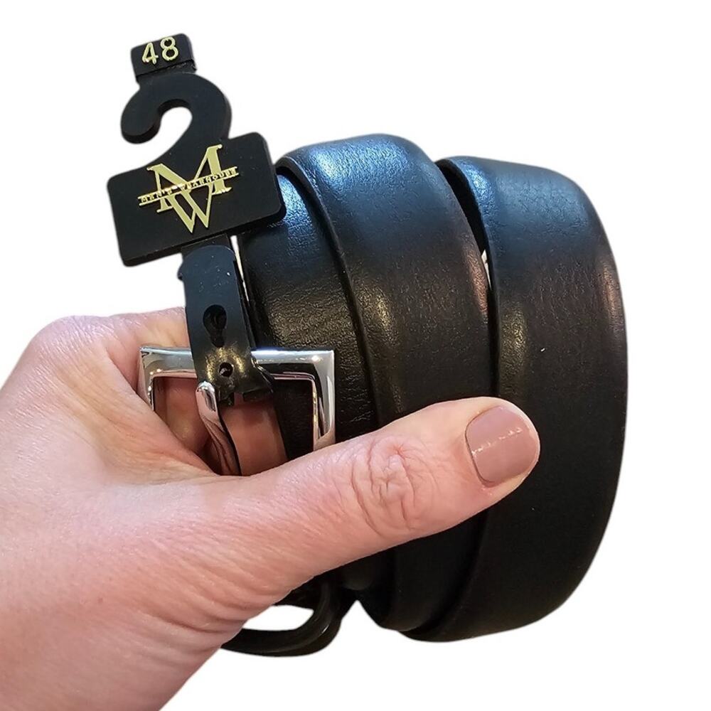 Mens Warehouse Size 48 Classic Black Leather Belt Soft NEW